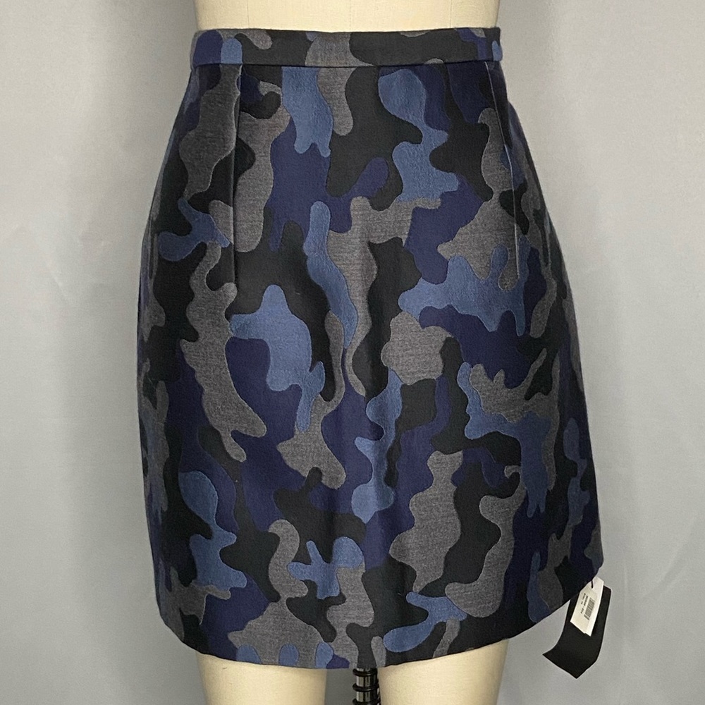 CHRISTOPHER KANE Blue camouflage camo silk skirt